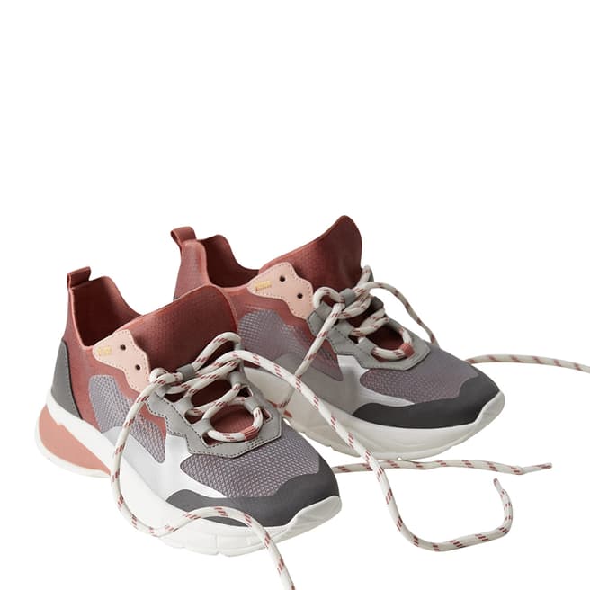 Mango Girl's Pink Lace-Up Mixed Sneakers