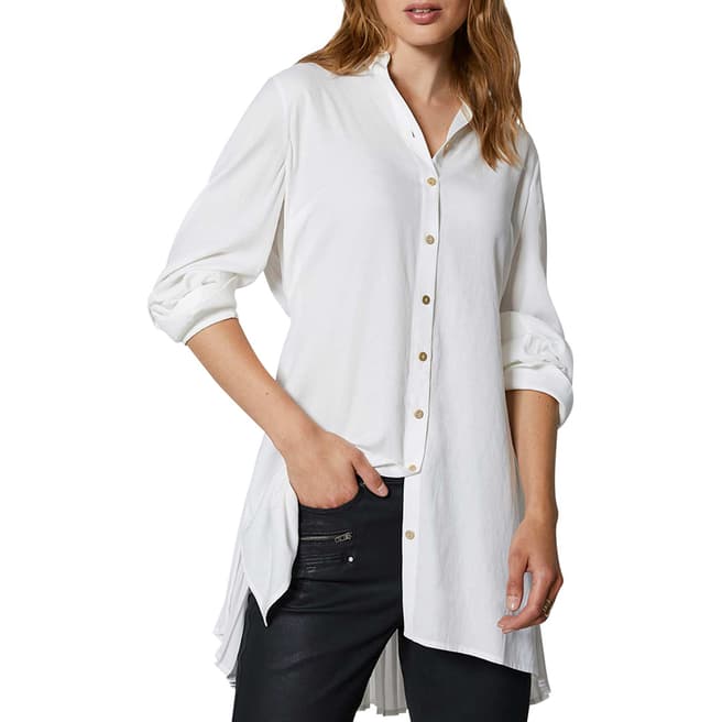 Mint Velvet White Pleated Long Shirt