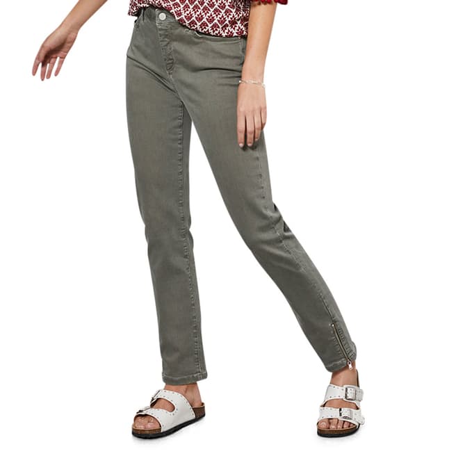 Mint Velvet Houston Khaki Zip Crop Jeans