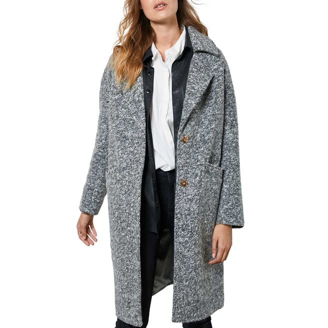 Mint Velvet Grey Textured Wool Blend Boyfriend Coat