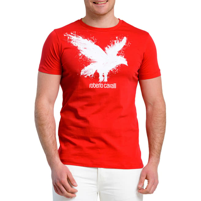 Roberto Cavalli Red Eagle Cotton T-Shirt