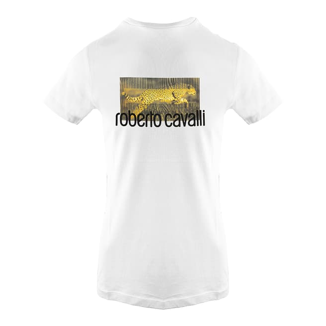 Roberto Cavalli White Cheetah Cotton T-Shirt