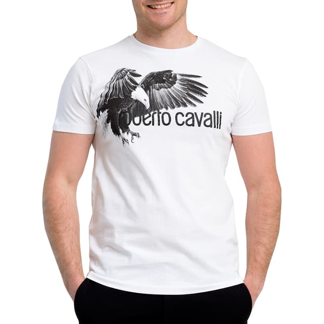 Roberto Cavalli White Chest Logo T-Shirt