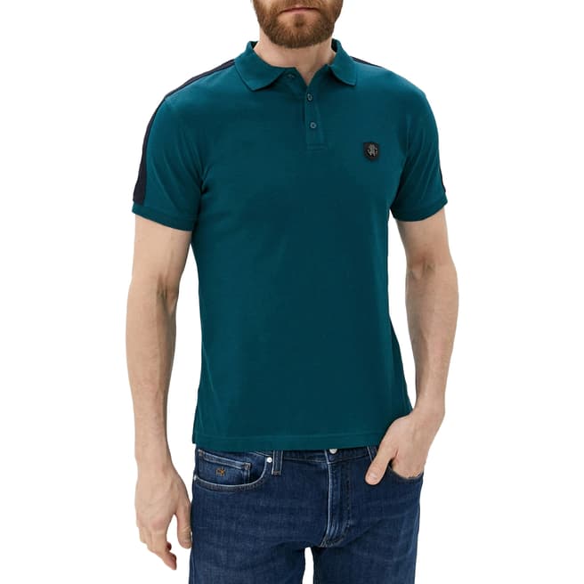 Roberto Cavalli Green Shoulder Stripes Polo Shirt