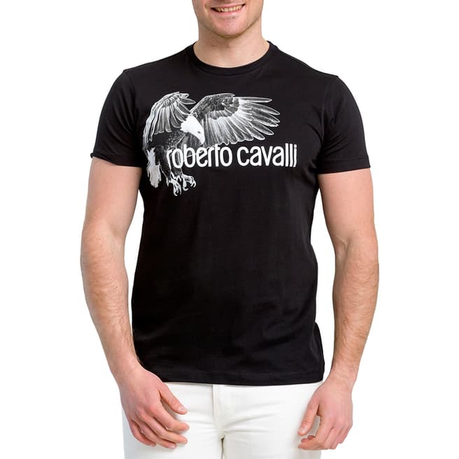 Roberto Cavalli Black Chest Logo T-Shirt