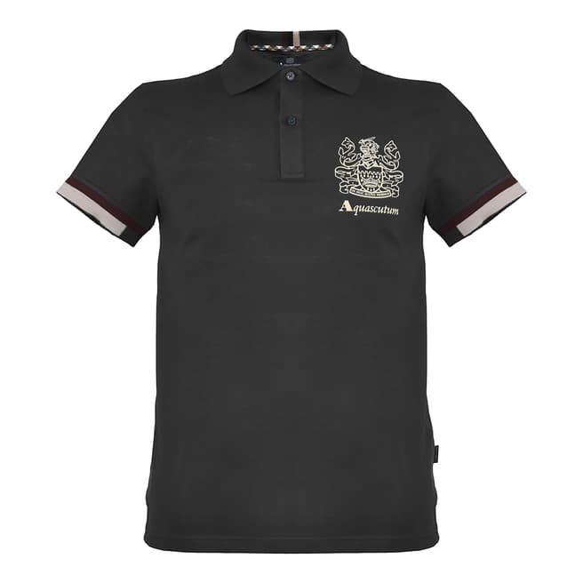Aquascutum Black Striped Logo Polo Shirt