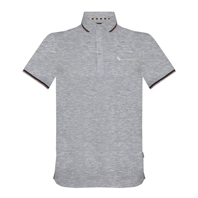 Aquascutum Grey Contrast Stripe Polo Shirt