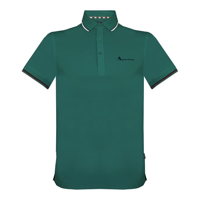 Aquascutum Green Contrast Stripe Polo Shirt