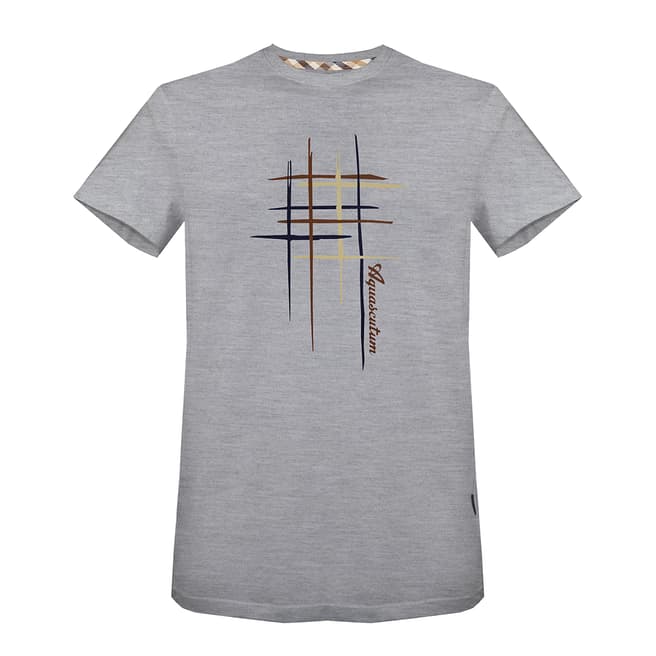 Aquascutum Grey Check Design T-Shirt