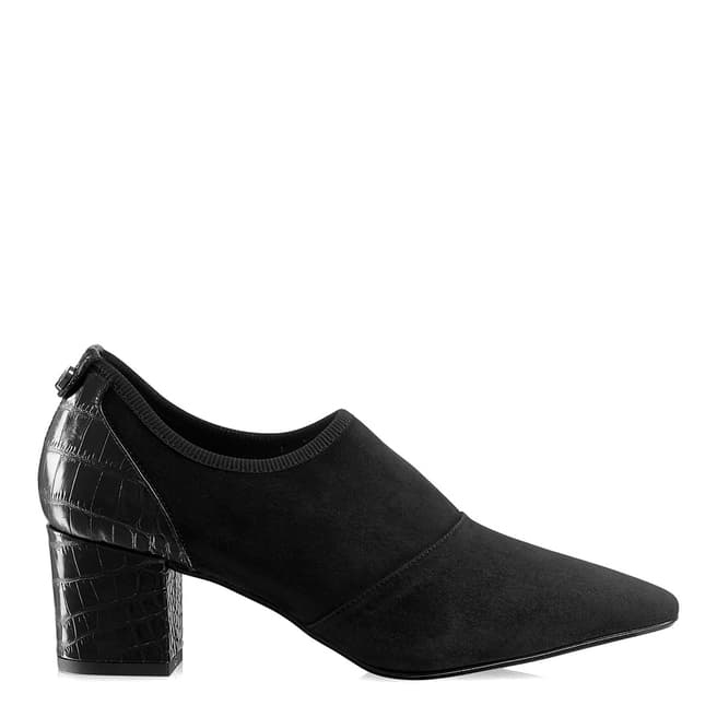 Russell & Bromley Black Suede Flexmid Stretch Court Shoes