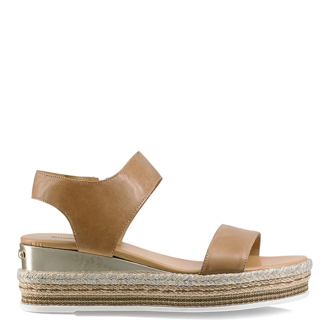Russell & Bromley Brown Leather De Luxe Flatform Sandal