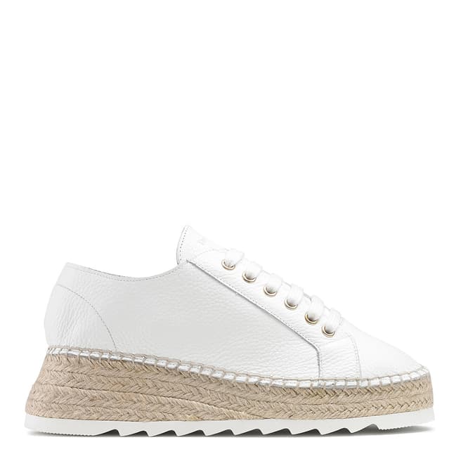 Russell & Bromley White Leather Kick Back Sub Espadrilles
