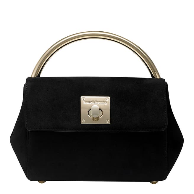 Russell & Bromley Black Suede Goldy Gold Handle Mini Bag