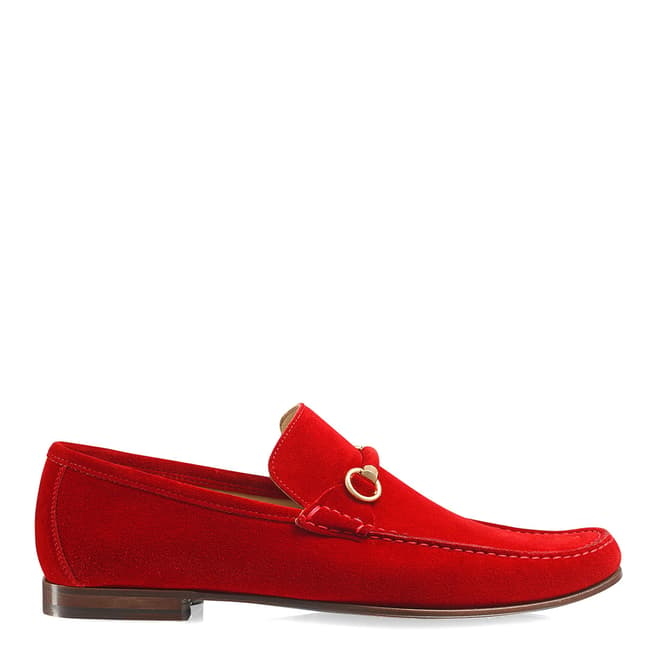 Russell & Bromley Red Misty Snaffle Trimmed Loafer  