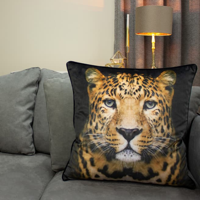 RIVA home Cheetah Portrait Cushion 50 x 50cm, Black