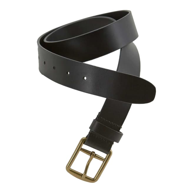 Mint Velvet Black Leather Buckled Belt