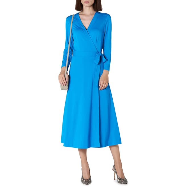 L K Bennett Blue Midi Juno Dress