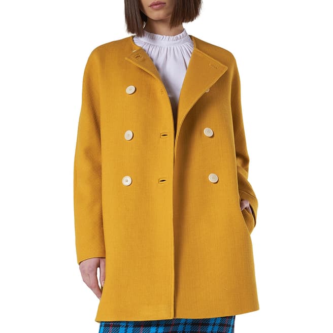 L K Bennett Yellow Stylish Wool Blend Tammie Coat