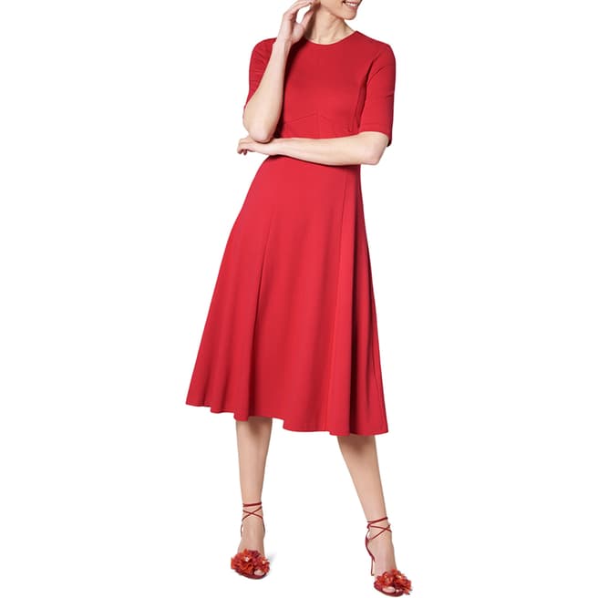 L K Bennett Red Bethan Knee Length Dress