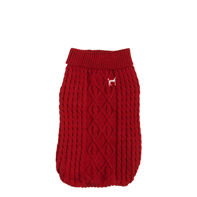 House Of Paws Cable Knit Jumper in Red Small
