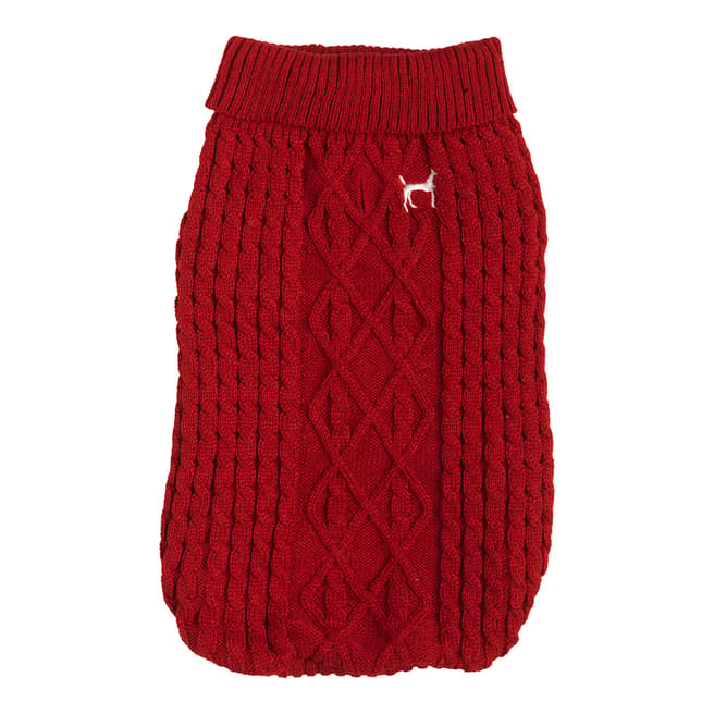 House Of Paws Cable Knit Jumper in Red Large