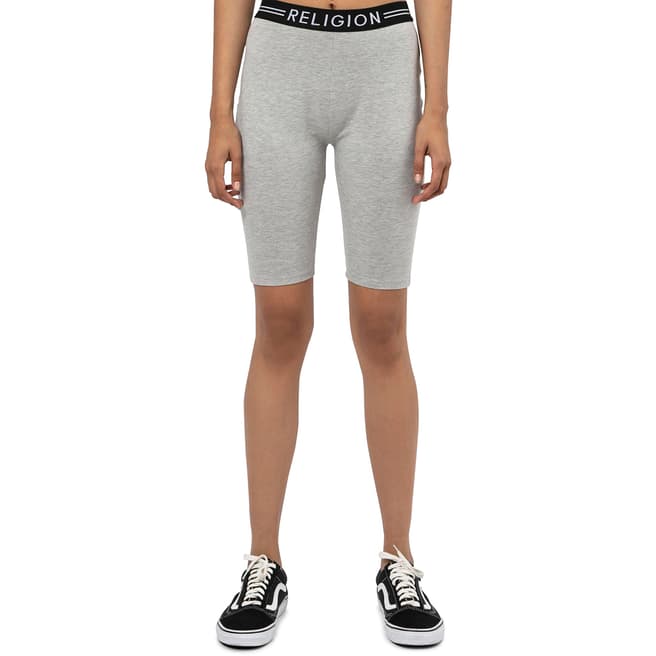 Religion Grey Fitted Cycling Shorts 