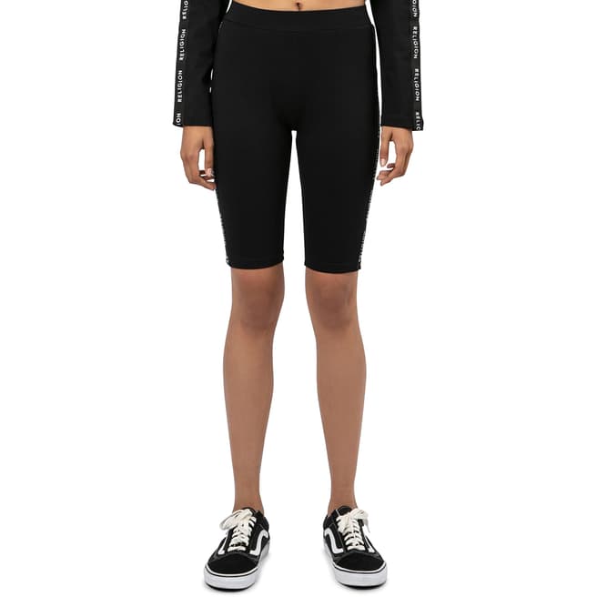 Religion Black Fitted Cycling Shorts 