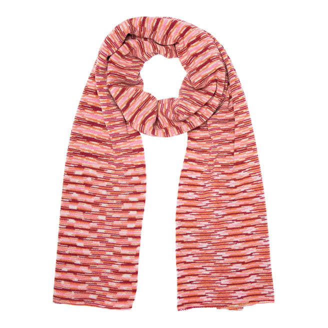 Missoni Red Pink Horizontal Stripe Woven Wool Scarf