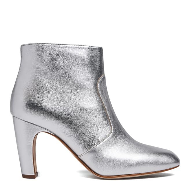 L K Bennett Metallic Silver Leather Antonia Ankle Boots