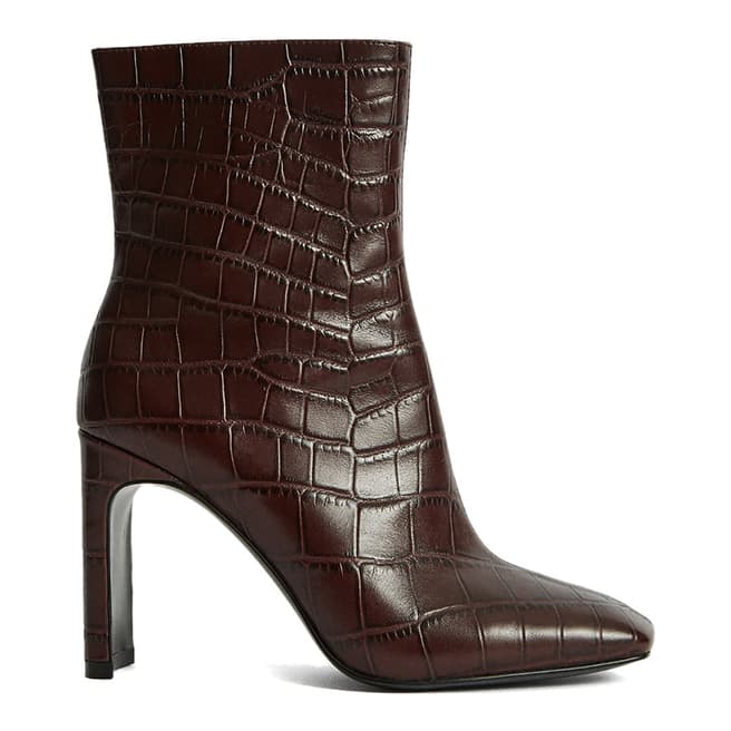 Reiss Plum Vogue Embossed Leather Ankle Boots