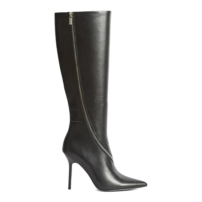 Reiss Black Hoxton Knee High Leather Boots
