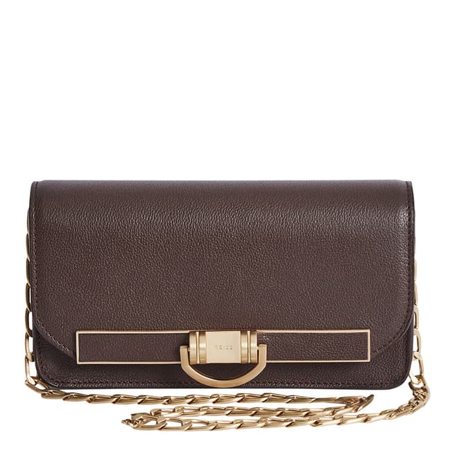 Reiss Brown Lexi Grainy Leather Bag