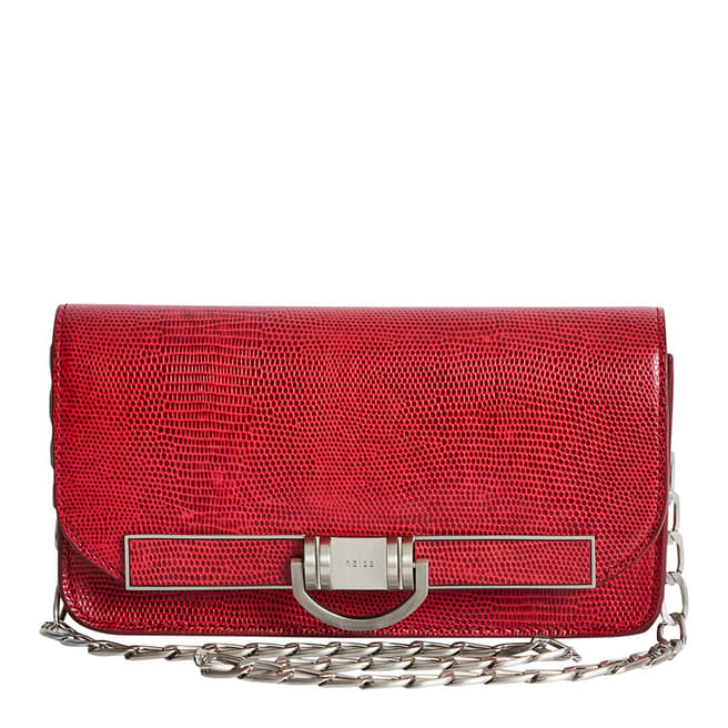 Reiss Red Lexi Embossed Leather Bag