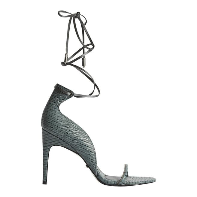 Reiss Grey Coco Strappy Leather Heels