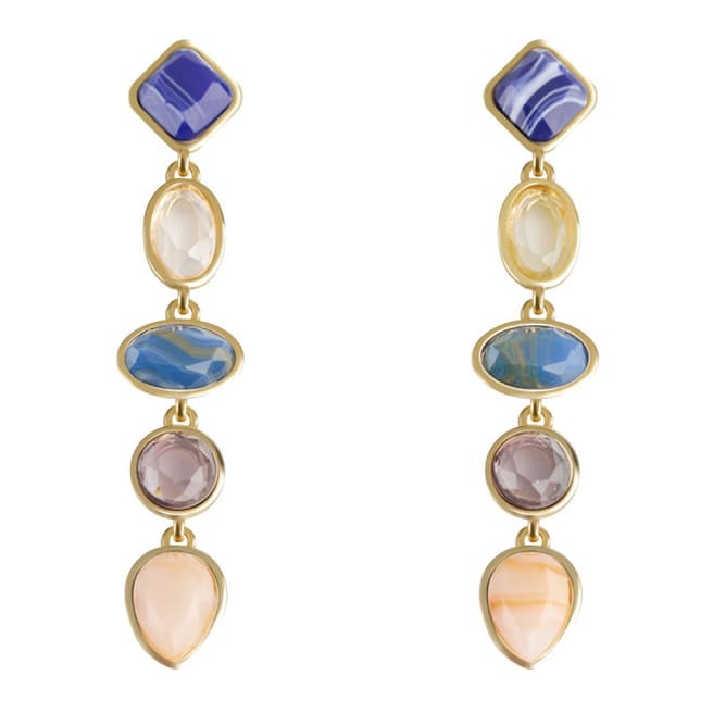 Liv Oliver 18K Gold Plated Multi Stone Drop Earrings