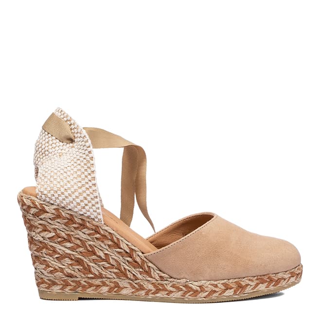 Oliver Sweeney Beige Canyalles Suede Closed Toe High Wedge Sandals 