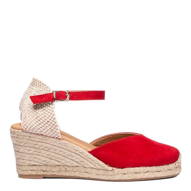 Oliver Sweeney Red Sitges Suede Closed Toe Wedge Sandals 