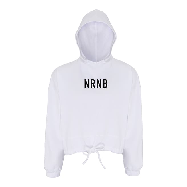 NRNB White Cropped Oversize Hoodie