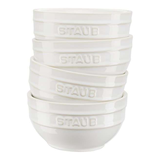 Staub Set of 4 Ivory White Ceramic Bowls
