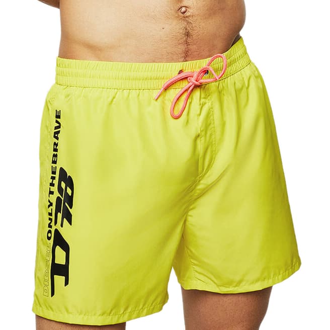Diesel Yellow Wave Side Logo Swim Shorts