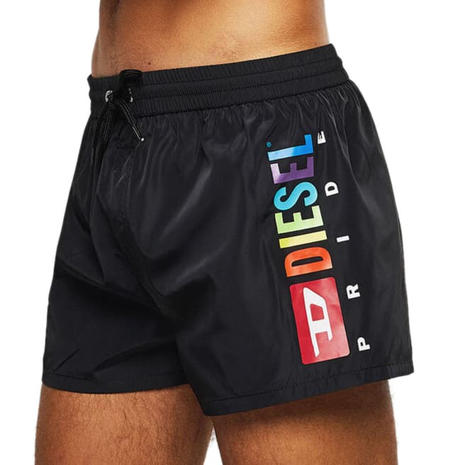 Diesel Black Rainbow Logo Sandy Swim Shorts