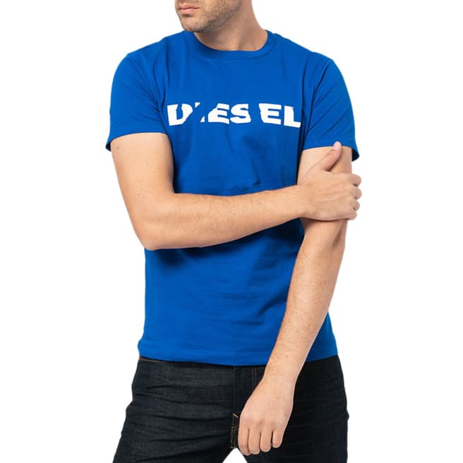 Diesel Blue Logo Print Diego Cotton T-Shirt