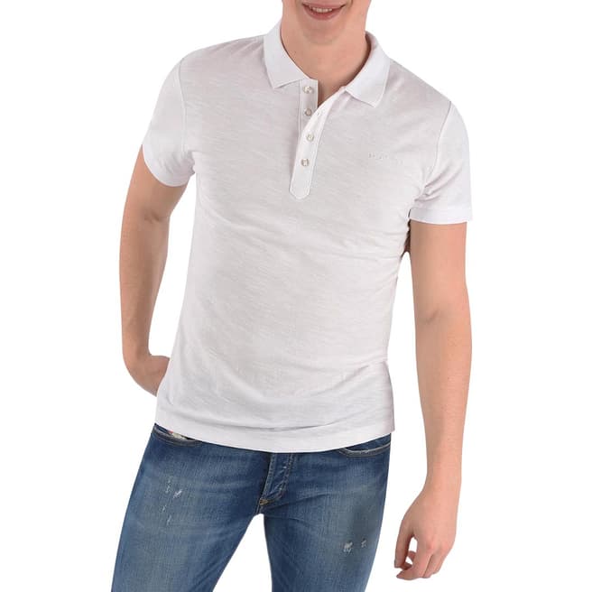 Diesel White Cotton Polo Shirt