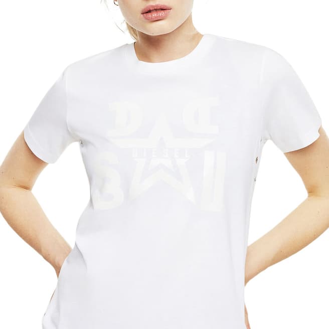 Diesel White Graphic T-Sily Cotton T-shirt