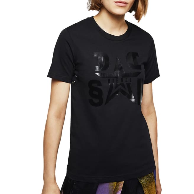 Diesel Black Graphic T-Sily Cotton T-shirt