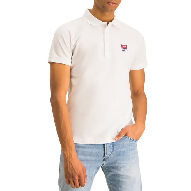 Diesel White T-Kal Patch Polo Shirt