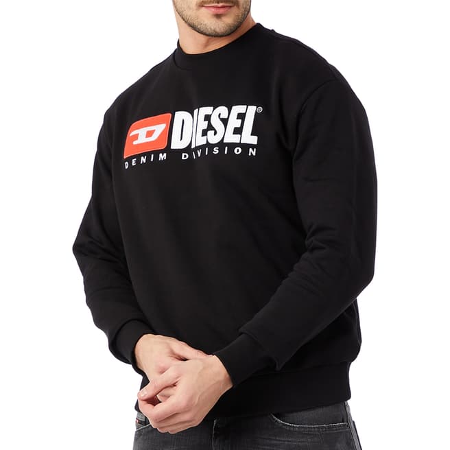 Diesel Black Crew Division Cotton Sweatshirt