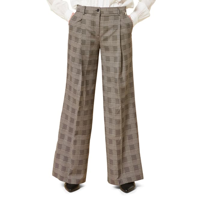 Twinset Grey Check Wide Leg Trousers