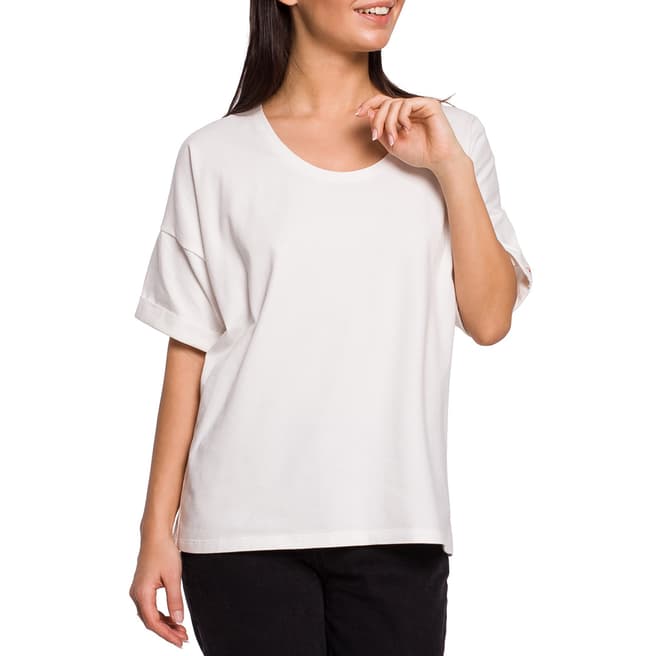 Bewear Ecru Oversized Short Sleeve T-Shirt