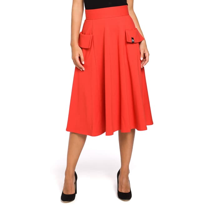 Bewear Red Fit And Flare Skirt